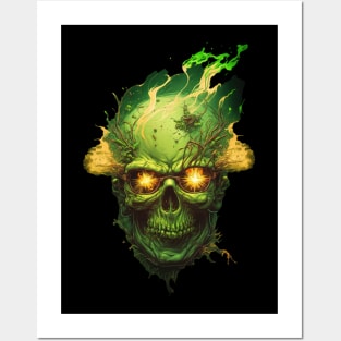 Green Horror Skull Posters and Art